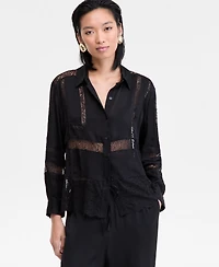 I.n.c. International Concepts Women's Lace-Detail Shirt, Macy's Exclusive