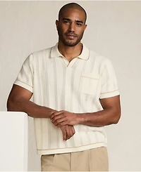 Lands' End Men's Short Sleeve Textured Tipped Sweater Polo