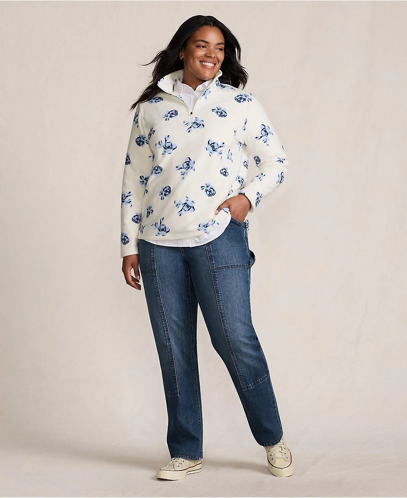 Lands' End Plus Anyweather Fleece Quarter Zip Pullover