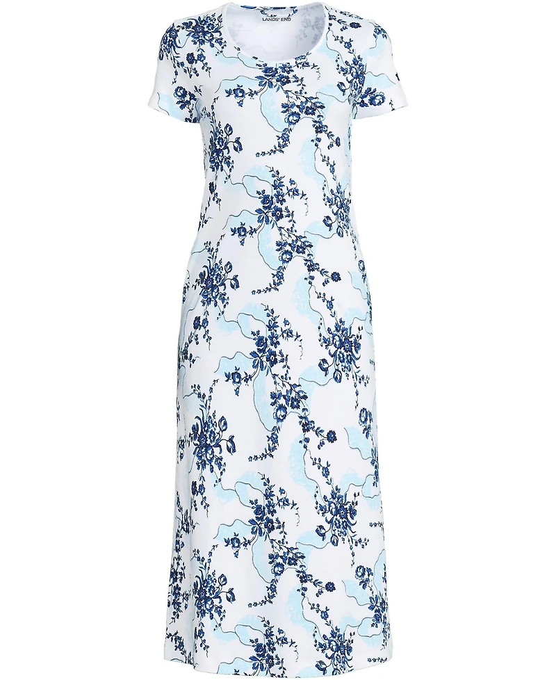 Lands' End Women's Cotton Short Sleeve Midcalf Nightgown