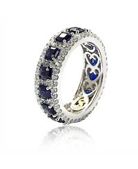 Suzy Levian New York Sterling Silver Sapphire & Created White Modern Eternity B&