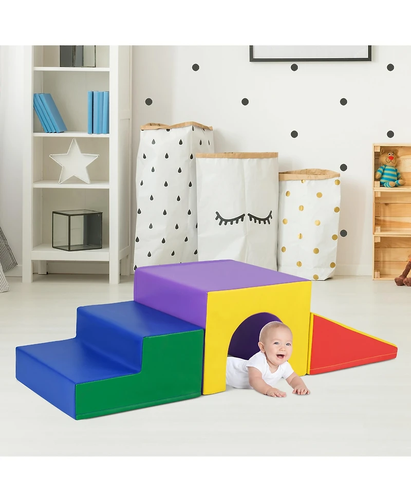 Gymax Toddler Climb and Crawl Activity Playset Blocks w/ Waterproof Pu Cover Epe Foam