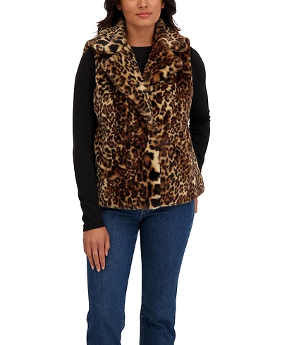 Sebby Collection Women's Faux Fur Notch Collar Vest