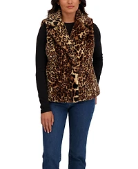 Sebby Collection Women's Faux Fur Notch Collar Vest