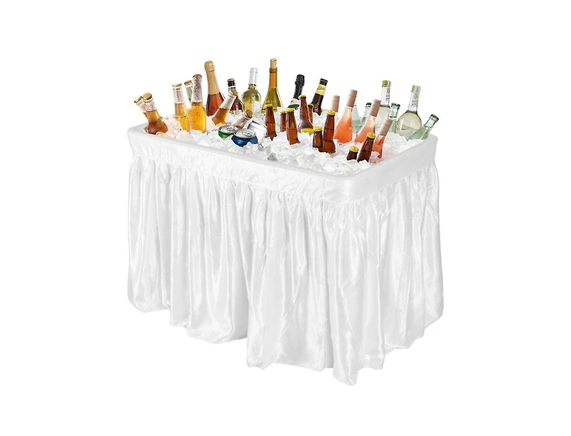 4 Feet Plastic Party Ice Folding Table with Matching Skirt and Ice Bucket