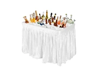 4 Feet Plastic Party Ice Folding Table with Matching Skirt and Ice Bucket