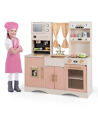 Kids Kitchen Playset with Microwave and Coffee Maker for Ages 3+