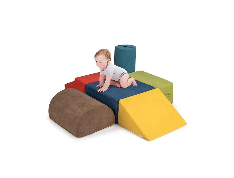 Akiudex 6-Piece Baby Climbing Blocks with 30D High-Density Foam and Carrying Handles
