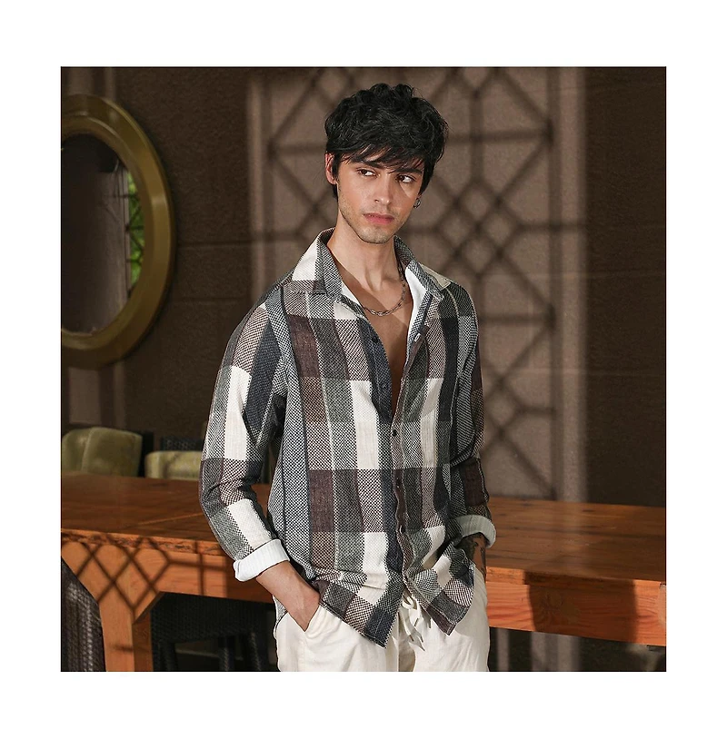 Campus Sutra Men's Multicolour Woven-Block Oversized Shirt