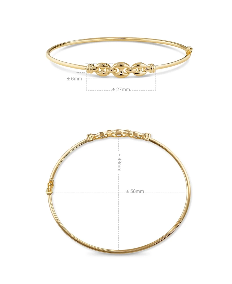 Devata Mariner Bangle Bracelet in 14K Gold, Fits Small to Medium Wrist, approx. 3.5 grams