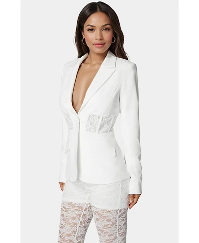 Bebe Tailored Lace Combo Blazer