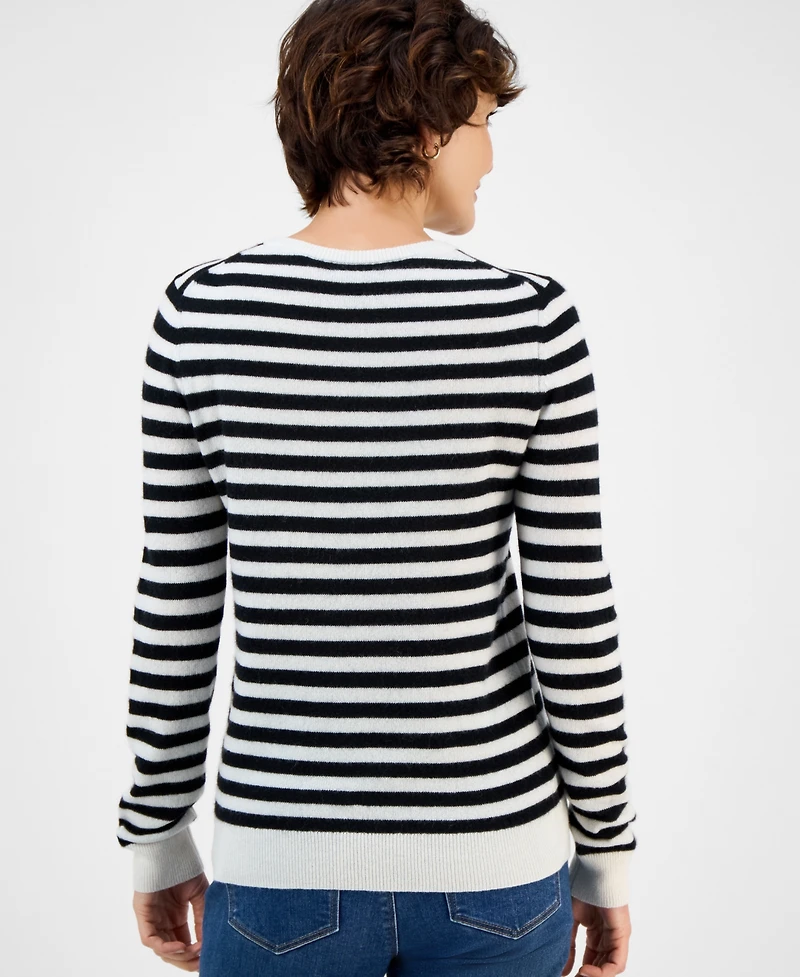Charter Club Women's Even Stripe 100% Cashmere Sweater, Macy's Exclusive