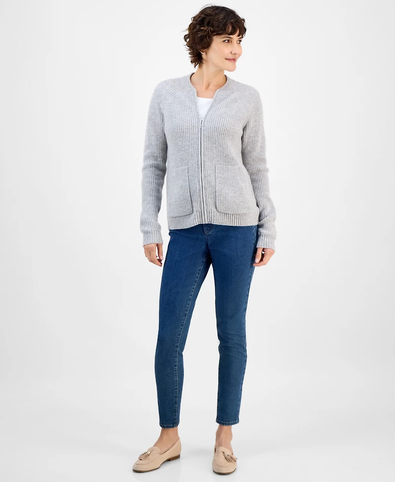 Charter Club Women's 100% Cashmere Shaker-Stitch Bomber Jacket, Macy's Exclusive