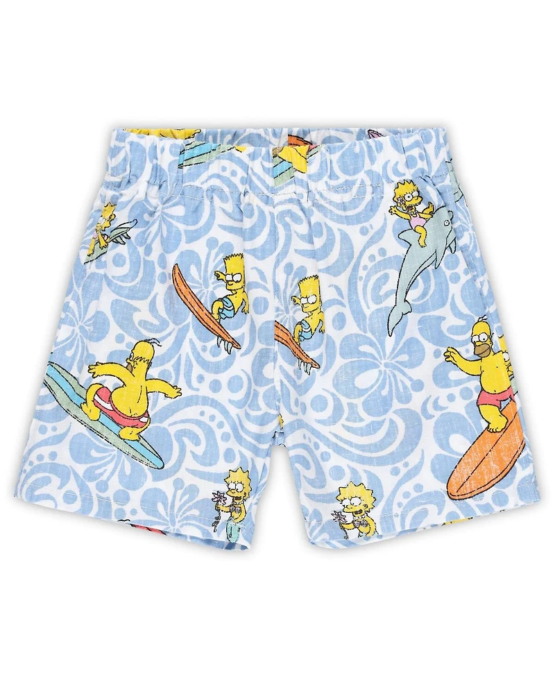 Reyn Spooner Baby Boys and Girls Light Blue The Simpsons Cowabunga Cabana Set
