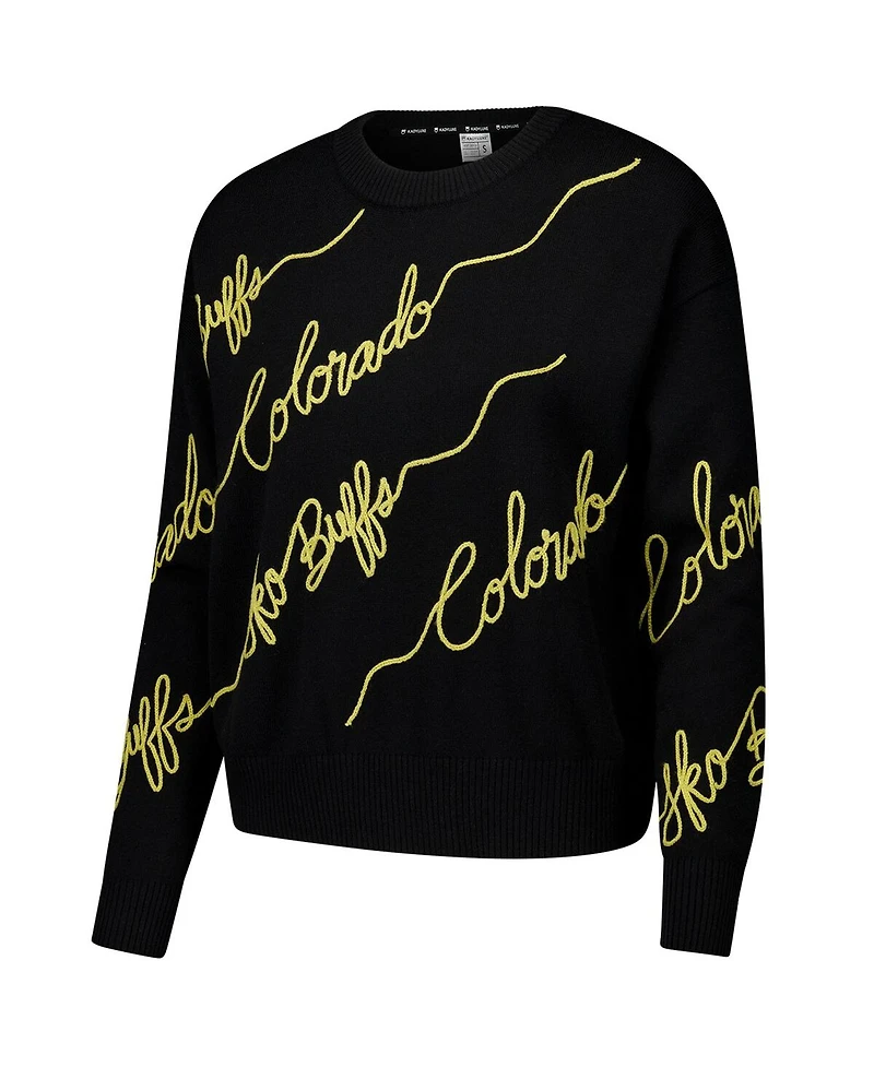 Kadyluxe Women's Black Colorado Buffaloes Love Note Pullover Sweater