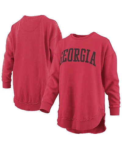 Pressbox Women's Red Georgia Bulldogs Melange Poncho Vintage Fleece Long Sleeve Pullover Sweatshirt