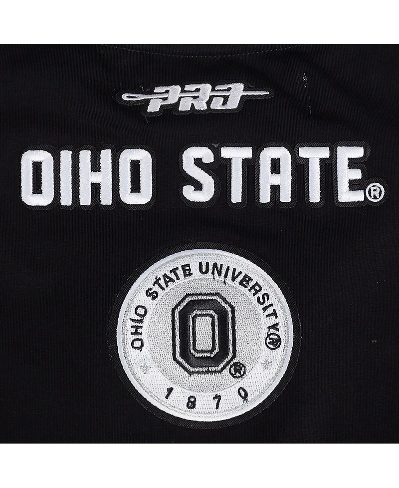 Pro Standard Women's Black Ohio State Buckeyes Rhinestone Boxy Cropped T-Shirt