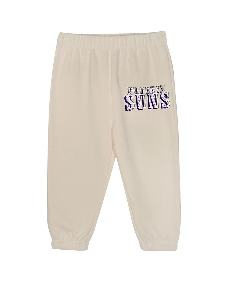 Mitchell & Ness Toddler 2-Piece Cream Phoenix Suns Hang Time Oversized Pullover Hoodie and Pants Set