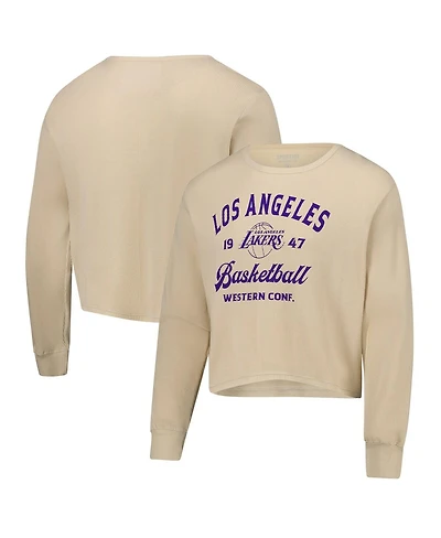 Sportiqe Men's and Women's Cream Los Angeles Lakers High Country Collection Cullen Waffle Knit Long Sleeve T-Shirt