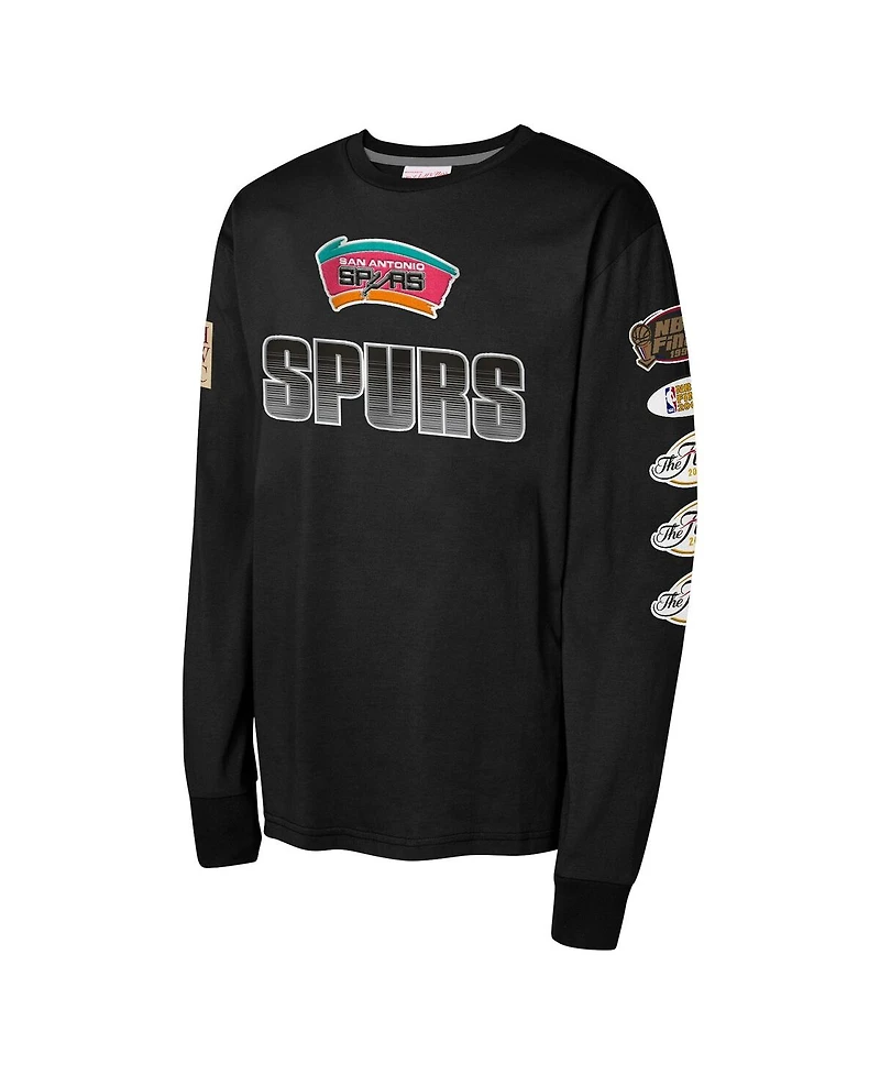 Mitchell & Ness Big Boys and Girls Black San Antonio Spurs Hardwood Classics All Over Long Sleeve T-Shirt