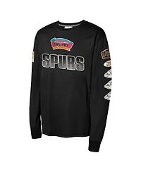 Mitchell & Ness Big Boys and Girls Black San Antonio Spurs Hardwood Classics All Over Long Sleeve T-Shirt
