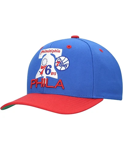 Mitchell & Ness Men's Royal Philadelphia 76ers All In 2.0 Pro Crown Snapback Hat