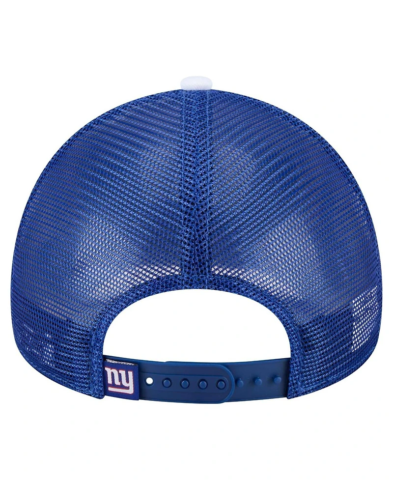 New Era Big Boys and Girls Royal New York Giants Sport Night Color Block 9FORTY A-Frame Trucker Adjustable Hat