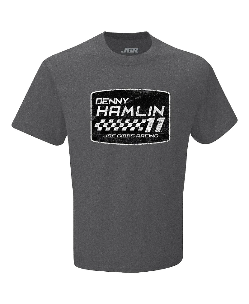 Joe Gibbs Racing Team Collection Men's Heather Charcoal Denny Hamlin Vintage T-Shirt