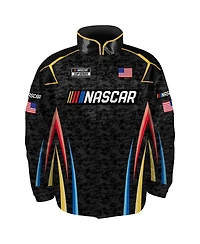 Checkered Flag Sports Men's Black Nascar Full-Snap Nylon Uniform Jacket
