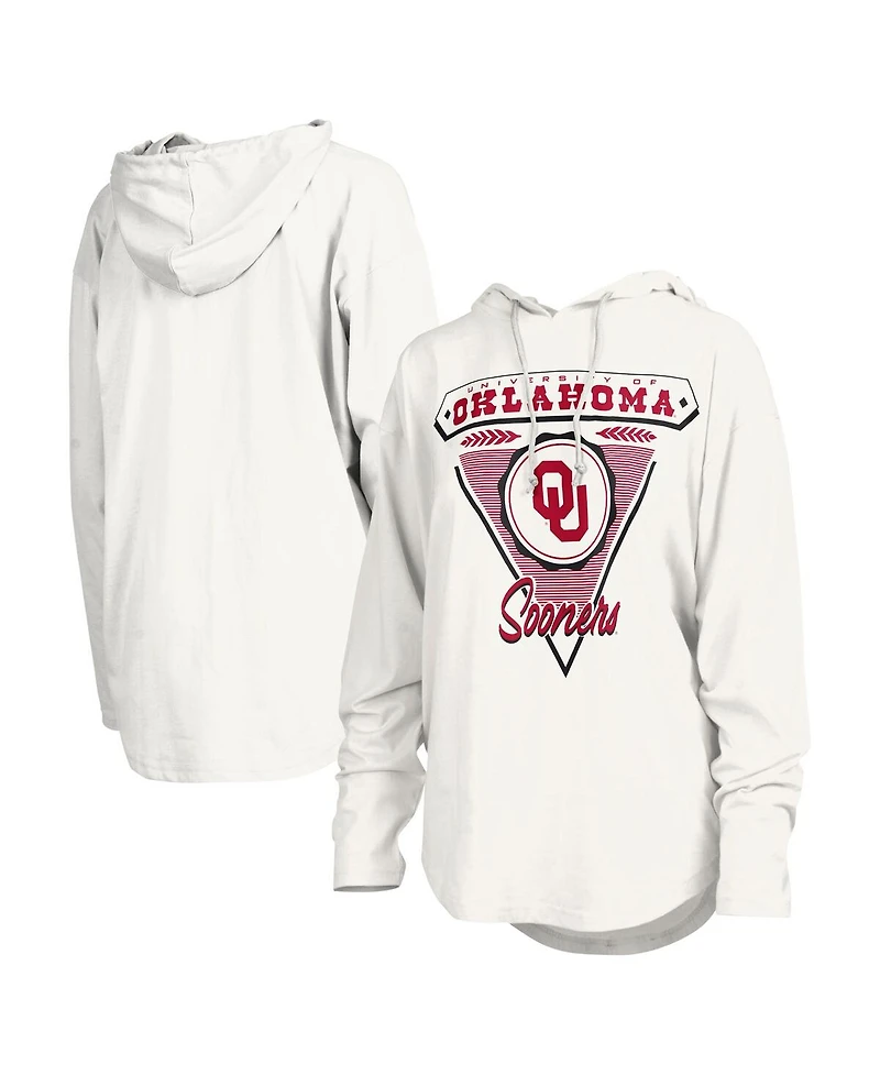 Pressbox Women's White Oklahoma Sooners San Bruno Hoodie Long Sleeve T-Shirt