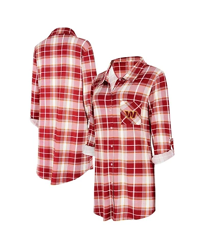 Concepts Sport Women's Burgundy Washington Commanders Ashford Plaid Knit Nightshirt