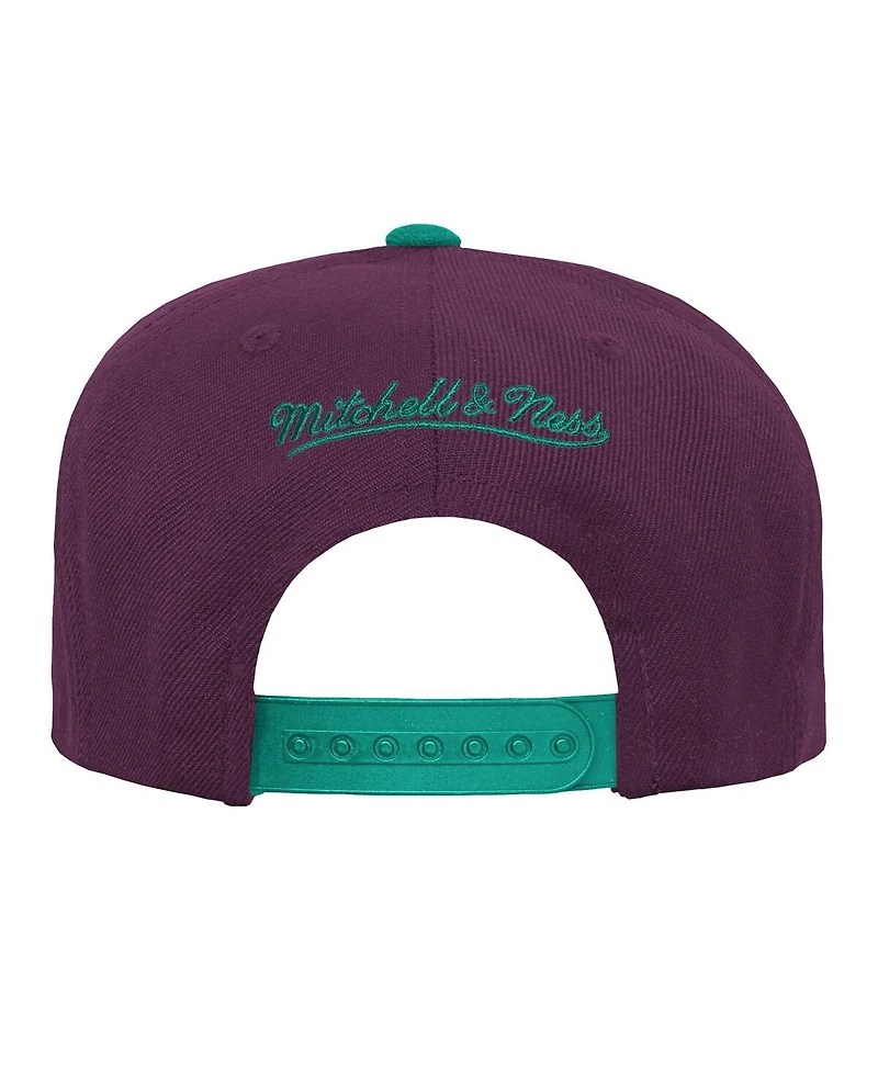 Mitchell & Ness Big Boys and Girls Maroon/Green Anaheim Ducks Core Team Two-Tone Snapback Hat