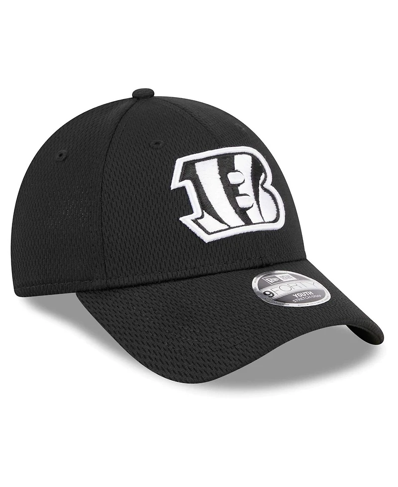 New Era Big Boys and Girls Black Cincinnati Bengals Main B-Dub 9FORTY Adjustable Hat