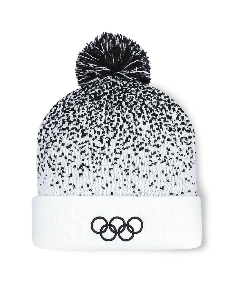 Fanatics Men's White/Black Olympic Games Snowfall Cuffed Knit Pom with Hat
