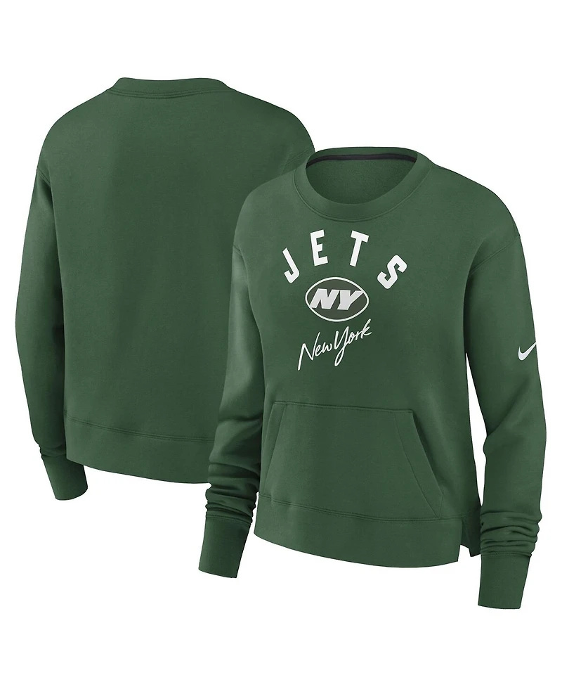 Nike Women's Green New York Jets High Hip Fleece Pullover Sweatshirt