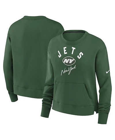 Nike Women's Green New York Jets High Hip Fleece Pullover Sweatshirt