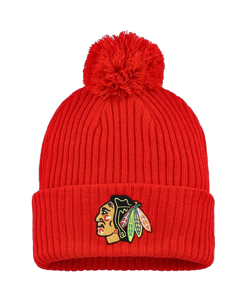 Fanatics Men's Red Chicago Blackhawks Cuffed Knit Pom with Hat