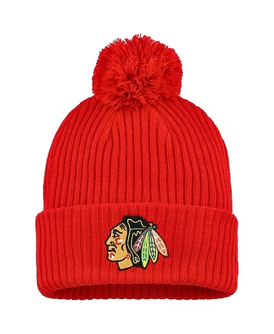 Fanatics Men's Red Chicago Blackhawks Cuffed Knit Pom with Hat