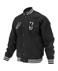 Fisll Men's and Women's Black San Antonio Spurs Logoman Shadow Collection Full-Snap Varsity Jacket