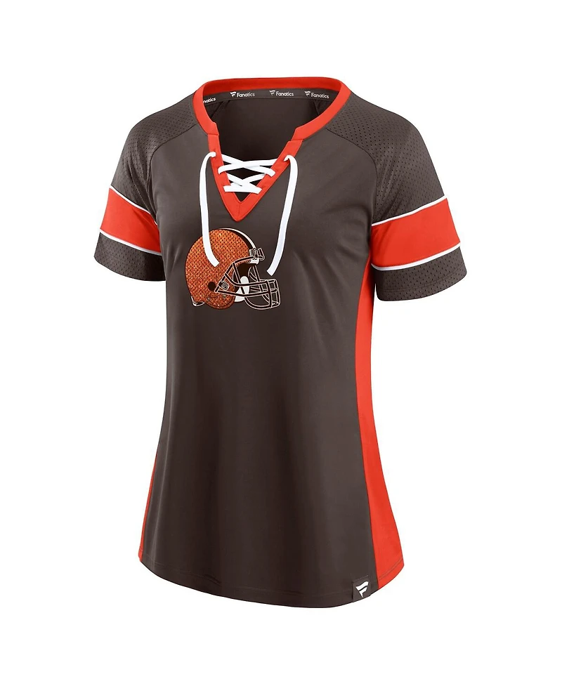 Fanatics Women's Brown Cleveland Browns Athena Lace-Up Top