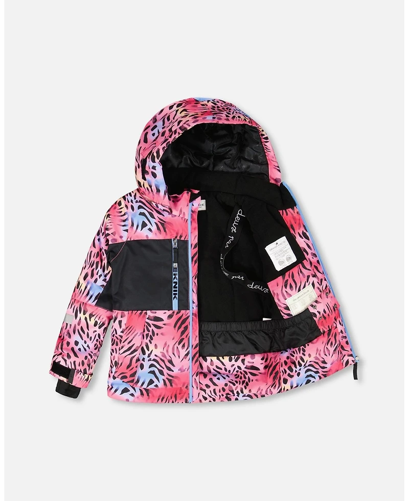 Deux par Big Girls Two-Piece Teknik Snowsuit Multicolor Leopard and Zebra