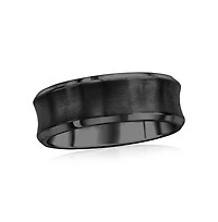 Metallo Stainless Steel, Brushed & Polished Curved Ring - Black Plated