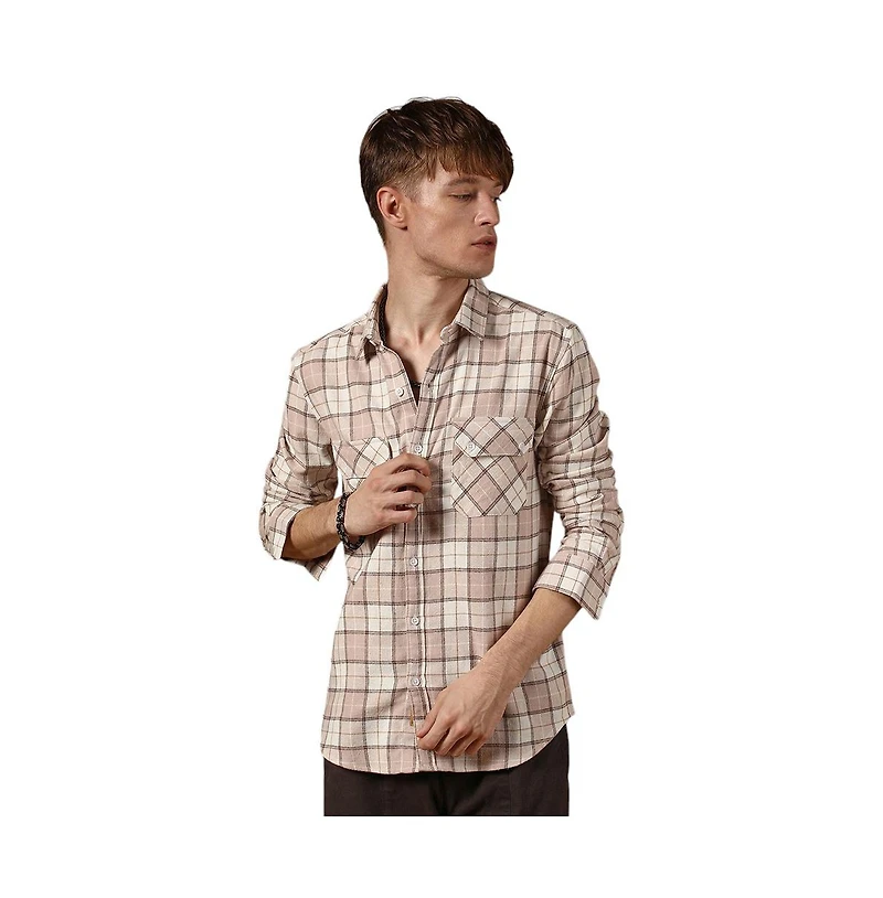 Campus Sutra Men's Buffalo Check Utility Shirt
