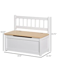 Qaba 2-in-1 Wooden Toy Box Kids Seat Bench Storage Chest w/ Safety Rod