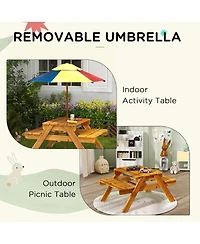 Outsunny 3 in 1 Kids and Water Activity Table W/ Foldable Umbrella