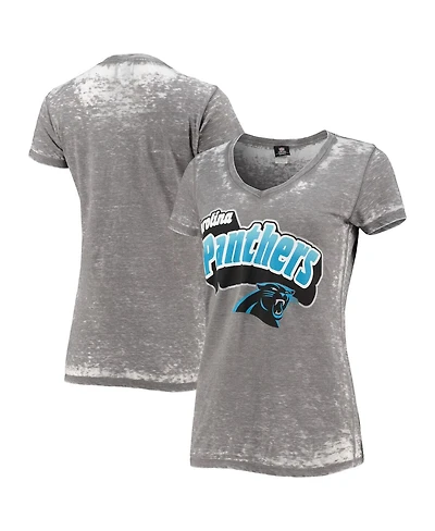 New Era Women's 5th Ocean Gray Carolina Panthers Burnout T-Shirt