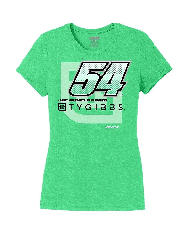 Joe Gibbs Racing Team Collection Women's Heather Green Ty Name Number Scoop Neck T-Shirt