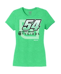 Joe Gibbs Racing Team Collection Women's Heather Green Ty Name Number Scoop Neck T-Shirt