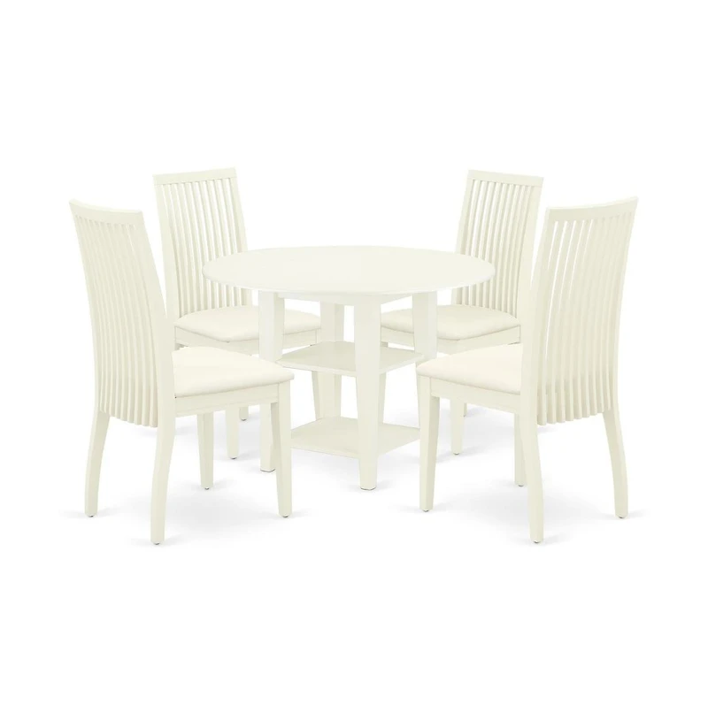 East West Furniture Dining Room Set Linen White