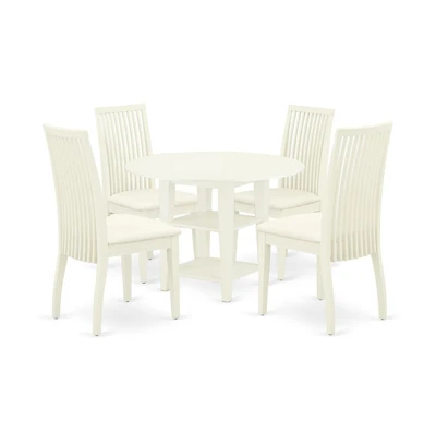 East West Furniture Dining Room Set Linen White